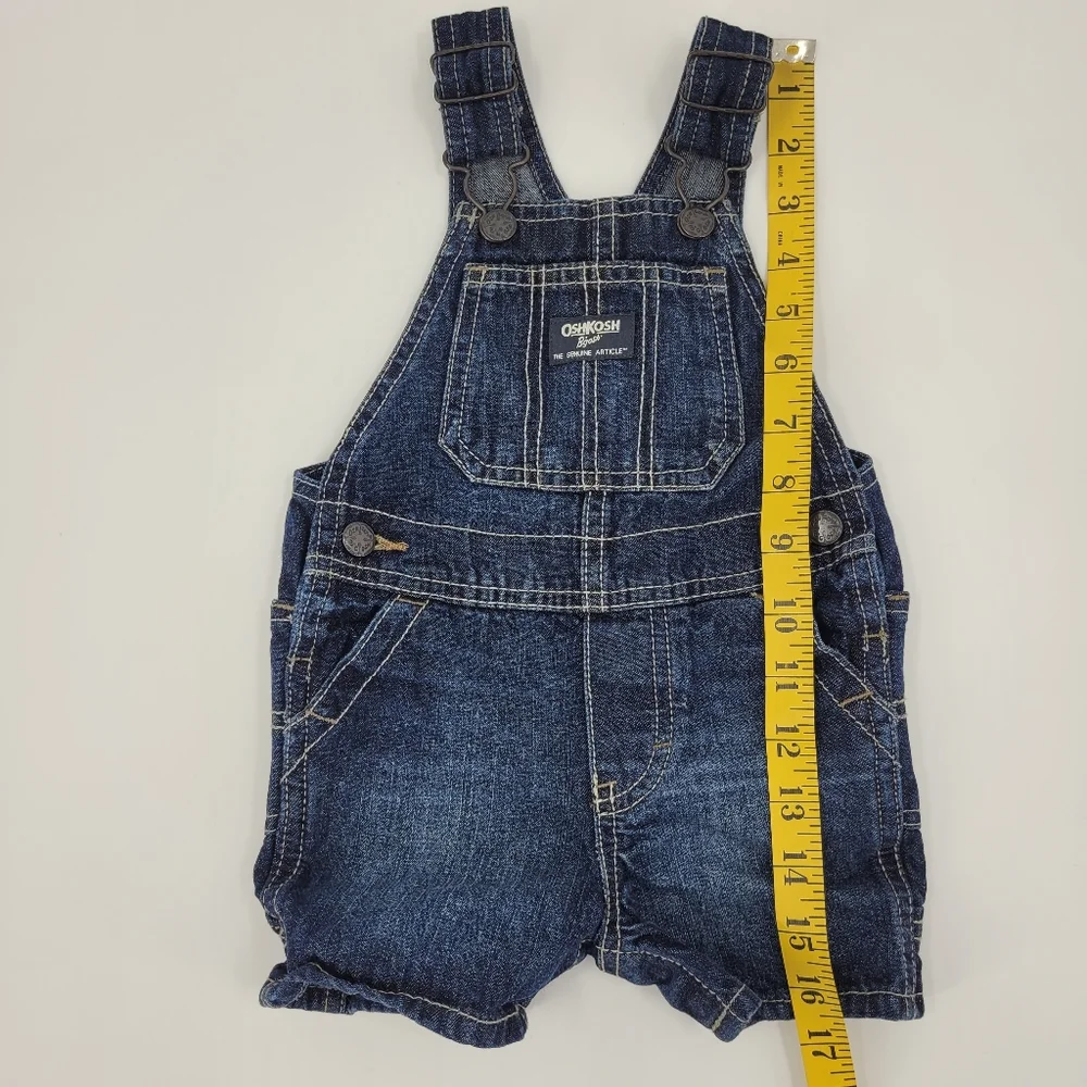 Oshkosh B'gosh Jean Shortalls Size 12mo Cotton Denim Adjustable Straps Vestbak